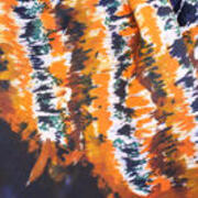 Printed fabric (Black/Orange stripe) - close-up