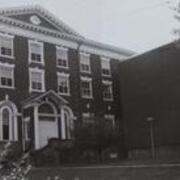 Front shot of Dixon Hall with Duda World Cultures Building (1970s? or 1980s?)
