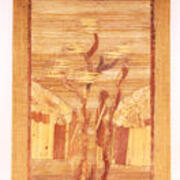 12x18 Burlap and wood fiber collage - full view