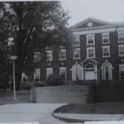 Front view of Dixon Hall with corner of Duda World Cultures Building