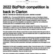 2022-09-23 2022 BizPitch competition is back in Clarion