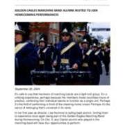 2024-09-26 Golden Eagles Marching Band Alumni Invited to Join Homecoming Performances