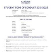 Student Code of Conduct, 2021-2022