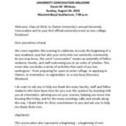 University Convocation Welcome, 2014-08-24