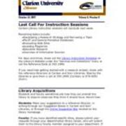 2007-10-16 Inside the Clarion University Libraries Newsletter (Vol. 3, No. 8)
