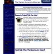 2011-03-29 Inside the Clarion University Libraries Newsletter (Vol. 6, No. 25)
