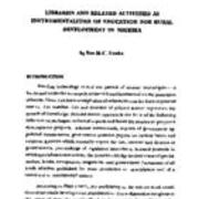 Libraries and Related Activities as Instrumentalities of Education for Rural Development in Nigeria