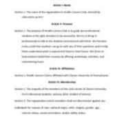 ca. 2020 Health Careers Club Constitution and By-Laws Copy 2