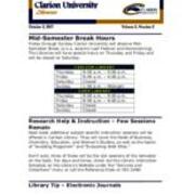 2007-10-02 Inside the Clarion University Libraries Newsletter (Vol. 3, No. 6)