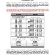 Fall Semester 2016 Final Examination Schedule