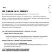 For Clarion Online Students