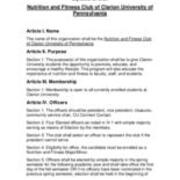 ca. 2020 Nutrition and Fitness Club Constitution and By-Laws Version 1