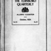 Catalog, 1924- October, The Edinboro Quarterly, Alumni Register