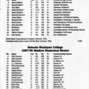 1997 - 1998, Edinboro Men Basketball Roster vs. Robert Wesleyan College