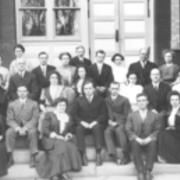 Edinboro Faculty -1913- Ellen Sullivan, Elizabeth Roberts, Annie Wilson, Mary Powell, Mrs. Tanner, Prof. Baker, La Bounty