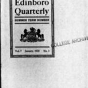 Catalog, 1920- January, The Edinboro Quarterly