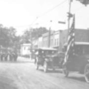 Annual Edinboro fair parade coming down Meadville St.