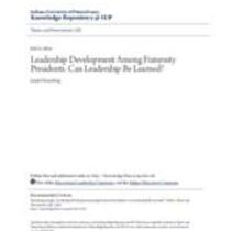 Leadership development among fraternity presidents: can leadership be learned?