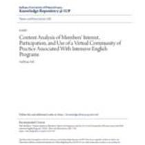 Content analysis of members' interest, participation, and use of a virtual community of practice associated with intensive english programs