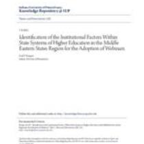 Identification of the institutional factors within state systems of higher education in the middle eastern states region for the adoption of webinars