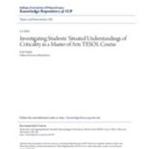 Investigating students' situated understandings of criticality in a master of arts tesol course