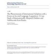 the phenomenon of international adoption with a focus on second l