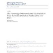 mentoring of alternate route teachers in low socio-economic districts in northeastern new jersey