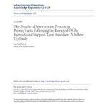 prereferral intervention process in pennsylvania following the removal of the instructional support team mandate: a follow-up study