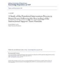 A study of the prereferral intervention process in pennsylvania following the rescinding of the instructional support team mandate