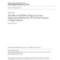 effects of syllabus design on course information retention by at-risk first semester college students