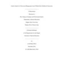 Critical analysis of classroom management issues within early childhood classrooms